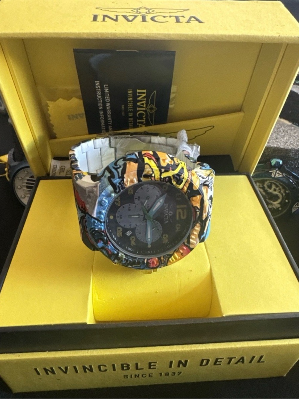 Invicta Men’s Pro Diver Multicolor Graffiti-Style Chronograph Watch